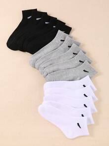 1/10/15pairs Solid Color College Style Simple Daily Sporty Short Socks - Multicolor - View 1