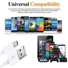 2 件 Micro USB 数据线 3.3 英尺/6.6 英尺/10 英尺，Android 充电器数据线同步快速充电线兼容三星 Galaxy S7/S7 Edge/S6/S6 Edge/S5、Note 5/Note 4、HTC One M9/M8/M7、Kindle、Coogle、电子书阅读器、Mp3 Nan - 白色 - 查看 3