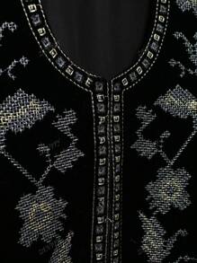 ZEVITY Women's Elegant Floral Embroidery Velvet Jacket, Autumn/Winter