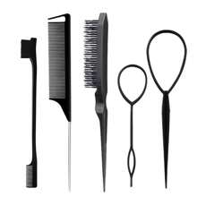 Set di 4 spazzole per definire i ricci - Spazzola per il controllo delle ciocche + Pettine a coda di ratto in metallo per acconciatura capelli ricci + Accessori per acconciatura capelli - Districante, modella e liscia | Accessori di bellezza essenziali per donne e ragazze