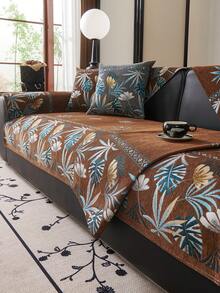 1PC Tropical Print Sofa Cushion Modern High Sense Style Living Room Home Decoration Sofa Cover For Single 2 Persons 3 Persons 4 Persons Sitting Sofa Chenille Fabric Jacquard Knitting Process Pet Anti-Dirty Sofa Cover Cushion - Coffee Brown - View 5