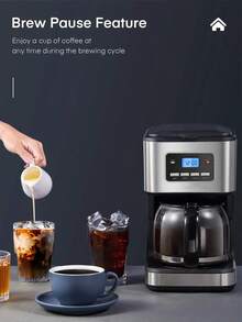 Filter Coffee Machine, Programmable Drip Coffee Maker, Advanced Showerhead Technology, Fast Brewing & 24 Hours Timer & 40 Min Keep Warm Function, 1.8L Capacity, 12 Cup - View 8