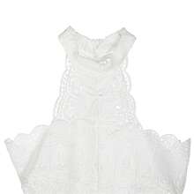 Women Hollow Out Lace Halter Dress Crochet High Waist Pleated Maxi Dress Wedding Party Dress - 白色 - 查看 4