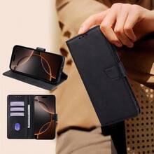 keyunfei Ốp lưng điện thoại màu đen dạng gập có khe đựng thẻ, ví và chân đế, tương thích với iPhone 17 Pro/16/16E/15/14/13/12/11/Pro Max/Plus, Galaxy S25/S22/S21/20/S24/S23 Plus/Ultra/FE/EDGE, Reno 7/6 Lite, Pixel 9A/9 Pro/7A, N20/N20/CE3, Note 12/11S/10S/9T/9S/13C/12C/9A, POCO X7/X5/X4/X3/M7/M4/M3/F7/F3/Y7A/X9B/X9A/X8B, phiên bản quốc tế, không phải phiên bản nội địa. - màu đen - Xem 6