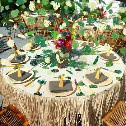 95-100pcs Green Turtle Shell Leaf Paper Shred, Multicolor Paper Confetti Jungle Animal Themed Green Party Decorations, Including Banana Leaf And Palm Leaf