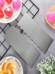 1 cái Dụng cụ nạo bánh bằng thép không gỉ, Dụng cụ nạo mịn cạnh sọc hai mặt lớn, Dụng cụ cắt bánh ngọt trang trí, Dùng để trang trí kem bơ Mousse, Dụng cụ nhà bếp - Nhiều màu - Xem 6