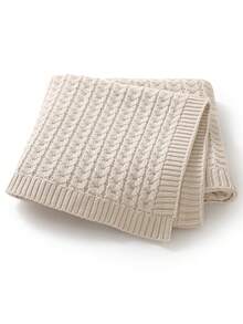 1pc Infant Knitted Blanket, Casual Minimalist Comfortable Baby Swaddle Wrap, All Season - Camel - View 8