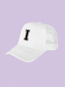 1 Kids White Baseball Caps 26 Letters Printed Baseball Caps, Outdoor Recreational Activities Sunscreen Breathable And Quick Drying, Suitable For Spring And Summer Daily Outdoor Use, Campus Activities - White - View 24