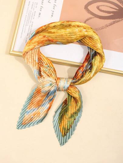 1 pièce Nouveau foulard à imprimé froissé de 70 cm pour femmes, printemps/été. Châle, abaya, bandeau, convient pour les voyages et l'usage quotidien