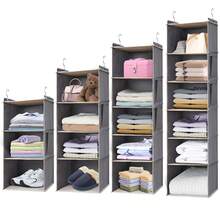 1pc Hanging Wardrobe Storage Shelf, 6 Layers Hanging Clothes Organizer With Side Pockets And Hooks, Space Saving Foldable Garment Storage Rack For Home And Travel Use Decorations Decor Festival Decor Room Decor Home Decor Bed Room Decor Bedroom, Organizer, Home Storage, White T Shirt Women, Black Pants Women, Ladies Winter Clothes, Dress, - Multicolor - View 10