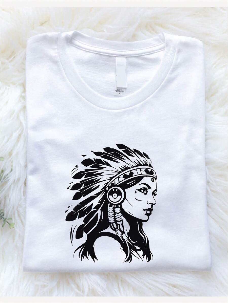 Indigenous Tee, American Native Shirt, Indigenous Women T-Shirt, Awareness Shirt, American Tees, Traditional American Culture Warrior Shirt GO-260 - trắng - Xem 1