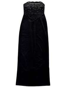 Summer Sparkly Rhinestones Strapless Women Sexy Velvet Maxi Long Prom Dress Birthday Party Night Evening Gown Formal Festival Outfits - Black - View 6