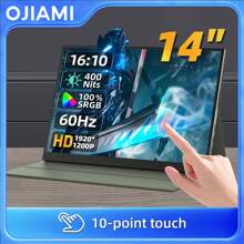 14-Inch Touchscreen Monitors 1920*1200p 60Hz Display Ratio 16:10 Built-In Speaker, 100% SRGB Brightness 400 ,Contrast Ratio 1200:1 Ultra Slim White External Portable Monitor , Second Screen Console For Cell Phones /Laptops/Desktops/5 /Switch Gaming Game