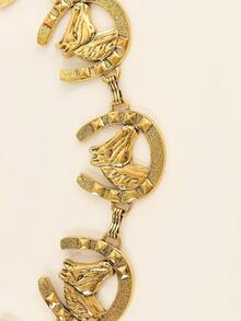 1pc Vintage Boho Western Style Metal Multi-Color Horse Head Decor Adjustable Cinch Waist Belt For Women, Suitable For Summer Outdoor Outfitting Summer, School Fall, Autumn, Halloween - XY1174 - View 9