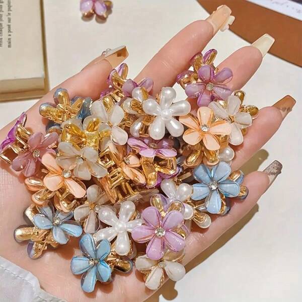 14pcs Elegant Sparkling Mini Colorful Heart Shaped Hair Clips, Princess Hair Clips, Fashion Hair Accessories, Suitable For Women's Daily Use, Party & Festival Hairstyles, Perfect Gift For Girls Back To School