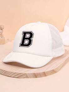 1 Kids White Baseball Caps 26 Letters Printed Baseball Caps, Outdoor Recreational Activities Sunscreen Breathable And Quick Drying, Suitable For Spring And Summer Daily Outdoor Use, Campus Activities - White - View 4