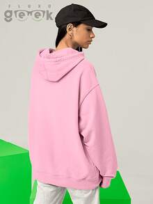 Plain Sweatshirt With No Print And Hood  2042 - 淺粉色 - 查看 7
