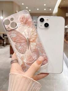 1 chiếc ốp lưng điện thoại trong suốt dày dặn, chống rơi, trang trí hoa hồng và bướm, tương thích với điện thoại Apple 16/16 Pro/16 Plus/16 Pro Max, 15 Pro Max, 16e, 15, 14, 13, tương thích với Apple P13, P14, P11, P12, X/XS/XR/7/8, tương thích với Galaxy, tương thích với Redmi, phiên bản quốc tế, không phải phiên bản nội địa. - Nhiều màu - Xem 4