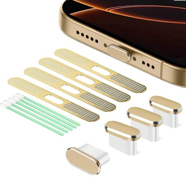 13pcs Cell Phone Dust Plug Set, USB-C Dust Plugs Compatible With IPhone 15/16, Dust Cleaning Accessories