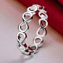 Anillo de Plata de Ley 925 Número 8 para Mujer Hombre Moda Boda Compromiso Fiesta Regalo Joyería con Encanto - Plateado - Ver 1