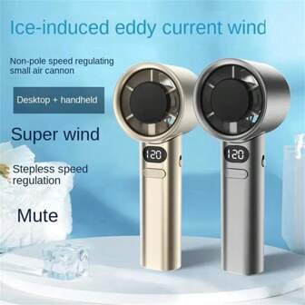 1pc Portable Hand Held Fan, 120 Speed Settings, Quiet Operation, Rechargeable Battery, Suitable For Desk, Office, Outdoor Use