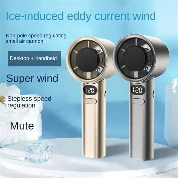 1 pieza Ventilador portátil de mano, 120 configuraciones de velocidad, funcionamiento silencioso, batería recargable, apto para escritorio, oficina y uso en exteriores