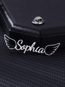 Custom Angel Wings Name Brooches For Women Men Stainless Steel Customized Brooch Pins Badges Personalized Wedding Party Jewelry On Clothes - Multicolor - View 2