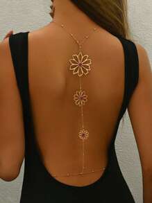 1pc Minimalist Floral Fashion Elegant Backless Waist Chain Suitable For Summer Wear