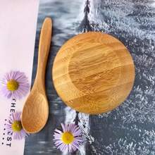 1PC- Bamboo Facial Mask Kit - Natural DIY Skincare Mixing Bowl & Spoon Set With Measurement Marks, Hypoallergenic & Chemical-Free (At-Home Spa Essentials)
