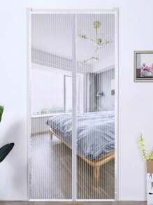 1pc Summer Anti-Mosquito Magnetic Door Curtain, Static Silent Striped Door Curtain For Home Use