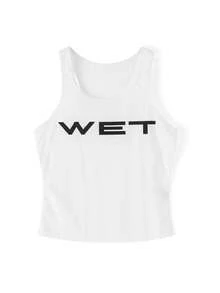 Women's Racerback Tank Tops Sleeveless Crew Neck Letter Print Slim Fit Crop Tops Casual Shirts - trắng - Xem 8