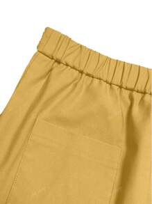 Pantalon pour femmes, couleur unie, taille élastique, design de poche, décontracté, adapté pour la vie quotidienne et les déplacements