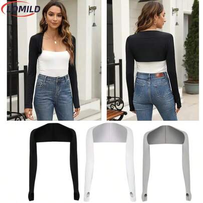 LOMILD - 2 件户外防紫外线肩套，带指孔，夏季遮阳肩套，骑行肩套，高尔夫防晒肩套和袖套，男女通用户外运动骑行冰丝肩套