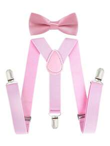 2pcs Minimalist Solid Color Universal Y-Shape Suspender & Bow Tie Set, Suitable For Daily Use And Holiday Gifts - 3-12Y - View 19