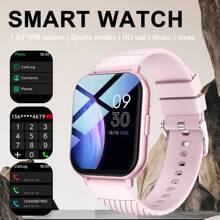1pc Unisex Silicone Band Smart Watch, 1.83 Inch TFT High-Definition Touch Screen With Temperature, Weather Forecast, Bluetooth, Sports Information Reminder, Alarm Clock, Date Display, Call Alert, Compatible With Android & IOS, Suitable For Daily Use