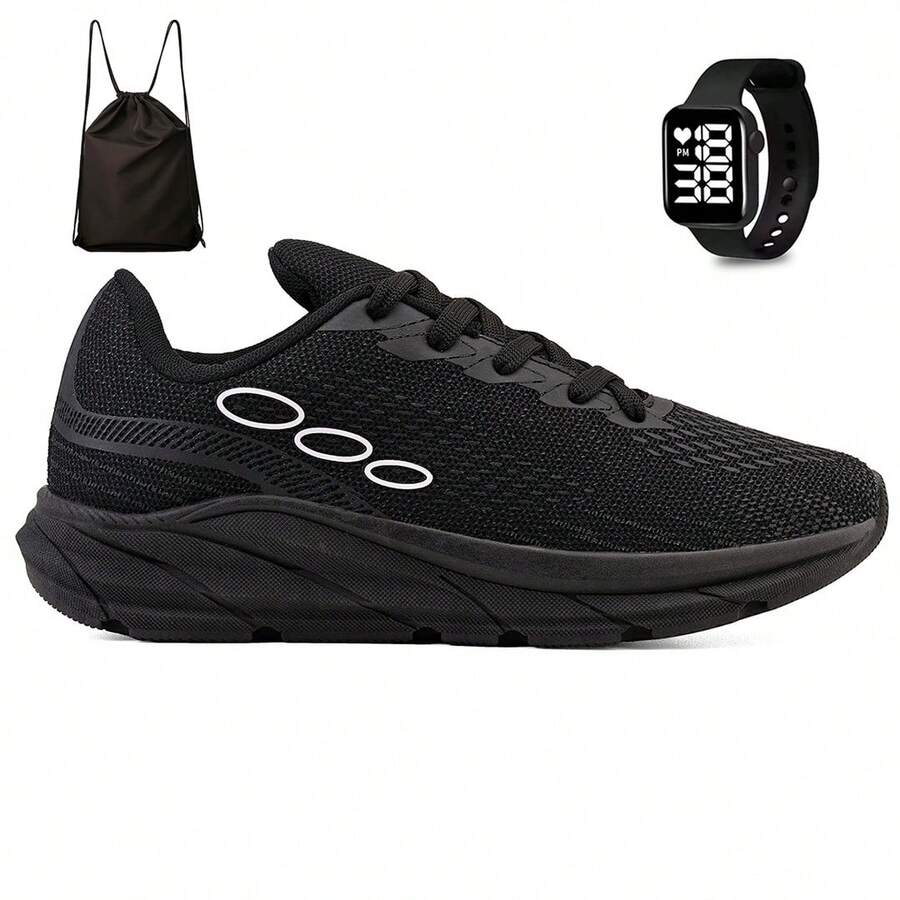 CALCADOS LGHT LIGHT Unisex Gym Sports Tennis Kit + Backpack Bag And Watch - Black - View 1