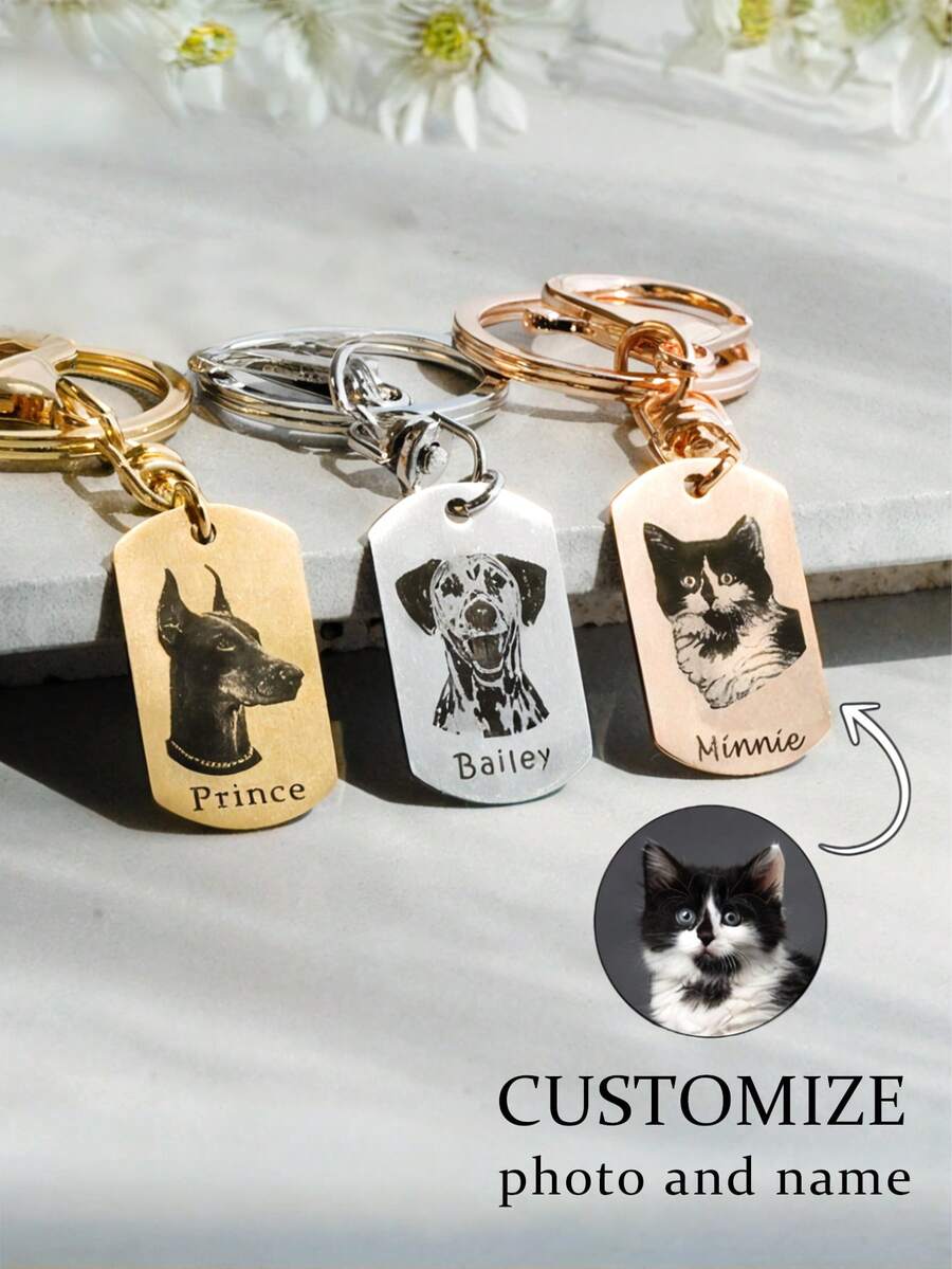 Customized Dog Keychain, Personalized Photo, Pet Memorial Gift For Parents, Cat Keychain, Personalized Dog Photo Decor, Custom Portrait, Valentine's Day Gift, Customized Dog Decor, Christmas Gift, Reusable, Colorful, Modern, Pet Loss Sympathy Gift - Multicolor - View 1