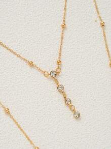 Two Pieces Sexy Rhinestone Chain Decorated Body Jewelry For Women, Fresh And Sweet Chest Chain With Personalized Tassel And Rhinestone Pendant, Sexy Women Steel Body Chain Collarbone Chain, For Rave