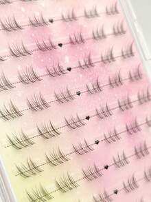 72pcs Winged Fox Style Curly Down Lashes, Cartoon Pop Idol Graphic, Flared Knot-Free 3-Step Natural Lashes For Beginners - B - View 6