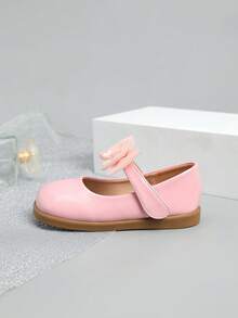 1 Pair Beautiful Girls Bow Flat Shoes, Suitable For Spring & Summer - Pink - View 3