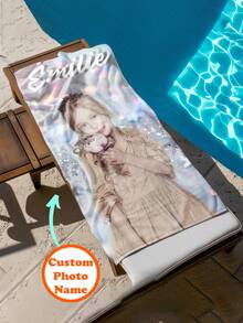 Personalized Kids Beach Towel,Summer Birthday Gift For Kids,Summer Vibes,Girls Beach Trip,Custom Beach Towel,Swimming Pool,Beach Decor - Multicolor - View 8