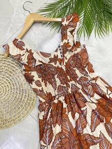 Long Dress PRINTED With Lining With Cup In Beautiful, Fashionable CREPINHO Fabric - Redwood - View 3