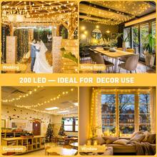JMEXSUSS 200 LED String Lights Indoor Outdoor Clear Wire, Connectable Warm White Christmas Lights For Bedroom, 66 Ft Twinkle Fairy Classroom Light Plug In For Home Wedding Tree Yard Patio Decor - Yellow - View 8