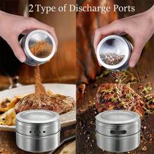 4 Packs, Magnetic Spice Jar, Wall Mounted Stainless Steel Spice Jar, With Lid And Small Hole, Rust Free, Easy To Clean