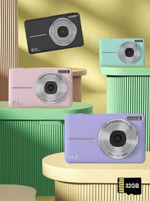 高清数码 CCD 摄像机 2.4 英寸显示屏 CMOS 传感器 16 倍数码变焦 4400w 像素照片 包含 32G 内存卡 + 数据线 + 相机 + 电池 + 挂绳 + 收纳袋，适合男孩和女孩的节日礼物 - 相機+電池+記憶卡+數據線+掛繩+收納包 - 查看 3