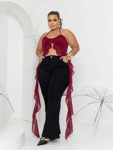 Fler Jeans Women's Plus Size High Waist Lom Lycra Pants - 黑色 - 查看 4