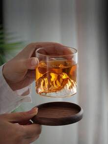 1 PC, Mountain Whiskey Glass(Without Spoon), Rocks Glass, Old Fashioned Glass, Cocktail Glass, Bourbon Glass, Unique Design, Heavy Base, Stylish Drinkware, For Home Bar, Birthday Gift, Father's Day Present, For Men, Husband, Boyfriend - Multicolor - View 5