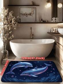 1 Stück tiefseeblauer Bubble Traum-Delfin Muster Badematte, moderne personalisierte Badezimmermatte, Flanell Badezimmerteppich, rutschfeste Küchenmatte, saugfähig, rutschfest und langanhaltend, geeignet für Badezimmer, Wohnzimmer, Schlafzimmer, Küche, Duschraum, Heim-Dekoration Badezimmer Küche Dekoration Küchenteppich - Verschiedenfarbig - Übersicht 8