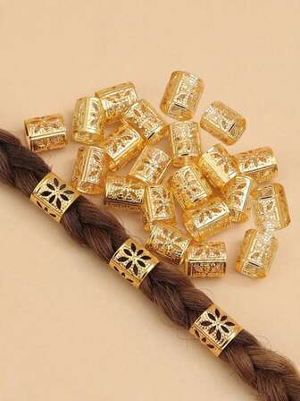 10个/50个空心发圈，适用于编织饰品、金属编织发饰、女士发饰、编织发圈夹、可调节发圈、发箍、钩针发饰珠子装饰，适合女性，女士圣诞礼物，成人圣诞礼物，发饰，圣诞礼物，成人圣诞发饰，女士礼物创意，美容圣诞礼物，圣诞节