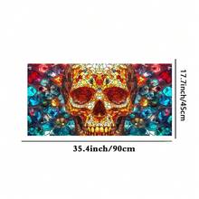 1 Rolle leicht zuschneidbare einseitig bunte Skelett Fensterfolie mit Frosteffekt, statische Haftung ohne Klebstoff, Buntglas Fensterfolie Kunst Dekoration, Fensteraufkleber, Fenstersticker